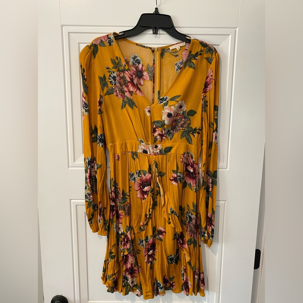 Le Lis Floral Mustard Yellow Dress medium
